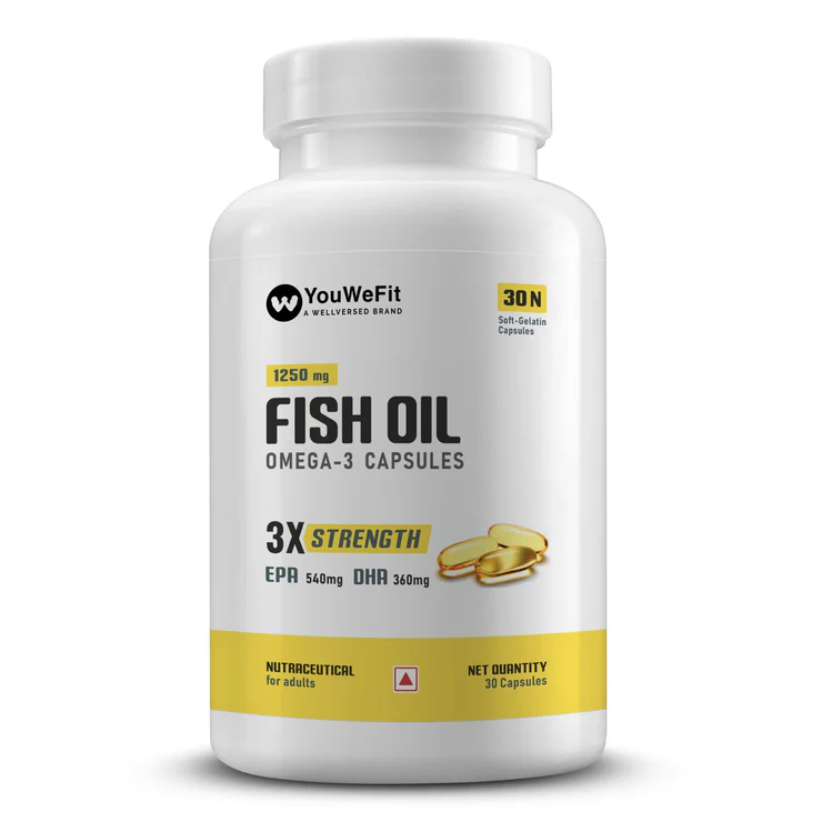 YouWeFit Omega-3 Fish Oil (30 Capsules), 1250mg